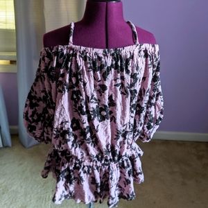 Off Shoulder Pink Floral Top L
